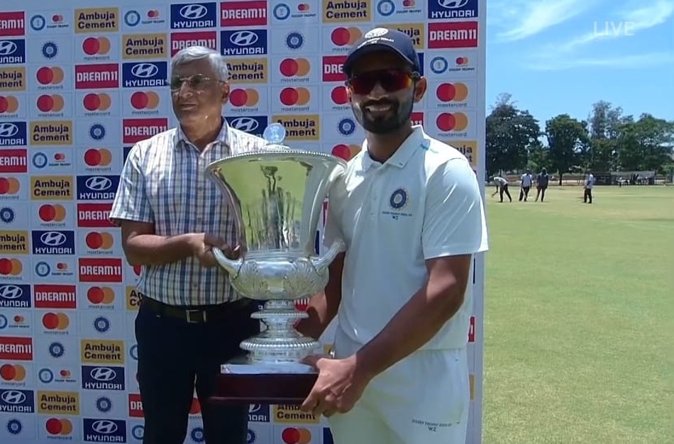 Ajinkya Rahane Lifs Duleep Trophy for the West Zone in 2022 (Credits - X)